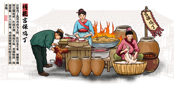 宮保雞丁插畫(huà)