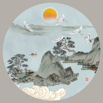 復(fù)古山水畫