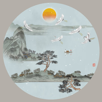 復(fù)古山水畫
