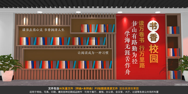 圖書(shū)館閱讀室文化墻