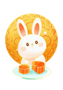 中秋兔子插畫