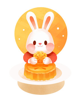 中秋兔子插畫