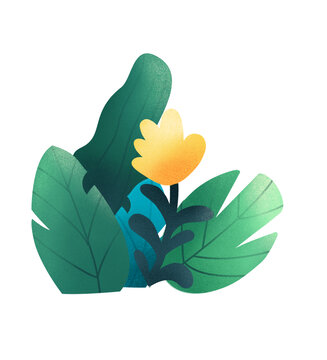 可愛(ài)綠色花草插畫
