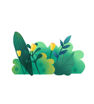 可愛(ài)綠色花草插畫