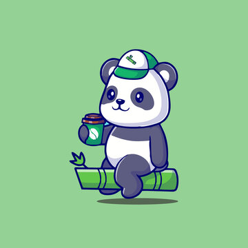 可愛竹子熊貓Q版卡通插畫