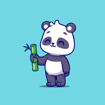 可愛竹子熊貓Q版卡通插畫