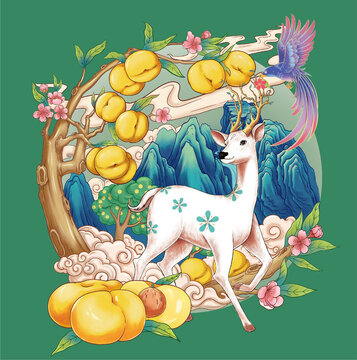 黃金蟠桃插畫