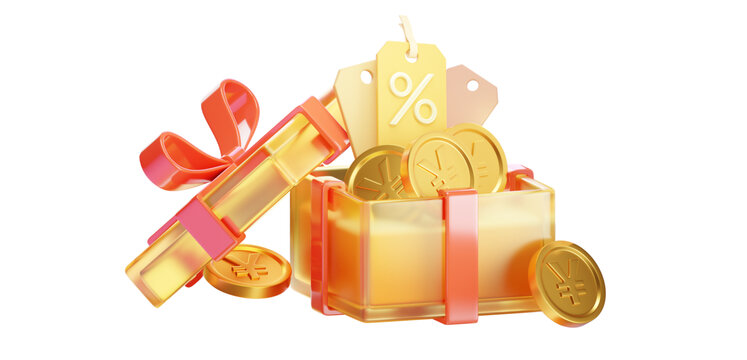 3D電商金幣優(yōu)惠券促銷(xiāo)禮盒