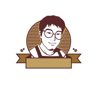 卡通咖啡師頭像矢量圖