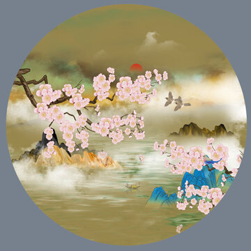 梅花山水裝飾畫