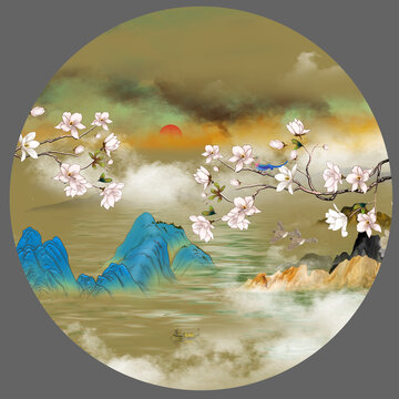 玉蘭花山水