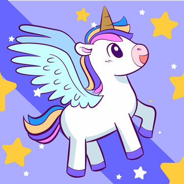 卡通獨(dú)角獸飛天小馬