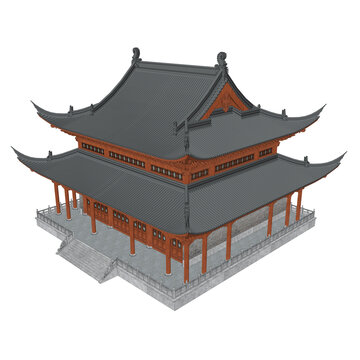 中式古建筑效果圖畫