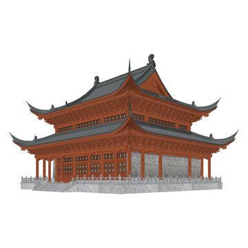中式古建筑效果圖畫