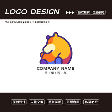 卡通河馬logo標(biāo)志