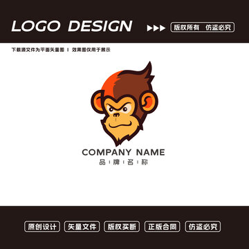 卡通猴子logo標(biāo)志