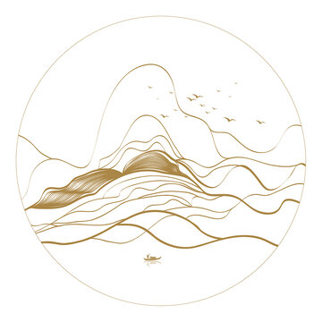 圓形意境線條山