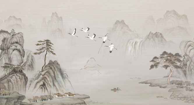 中國風(fēng)水墨山水畫