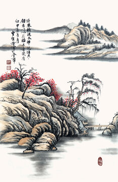 國(guó)畫(huà)江上風(fēng)光