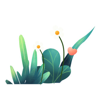 可愛(ài)綠色花草插畫