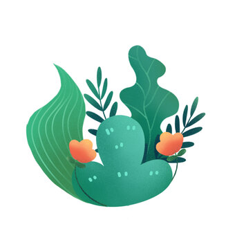 可愛(ài)綠色花草插畫