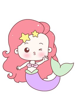 可愛美人魚公主插畫