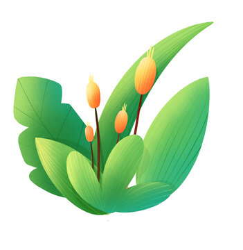 可愛(ài)綠色花草插畫
