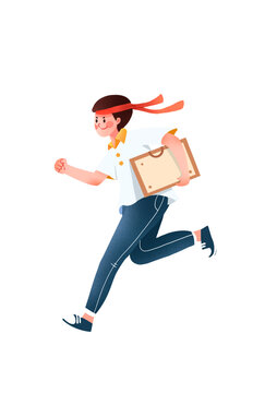 可愛跑步人物插畫