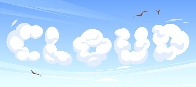藍(lán)天背景白云CLOUD文字設(shè)計(jì)