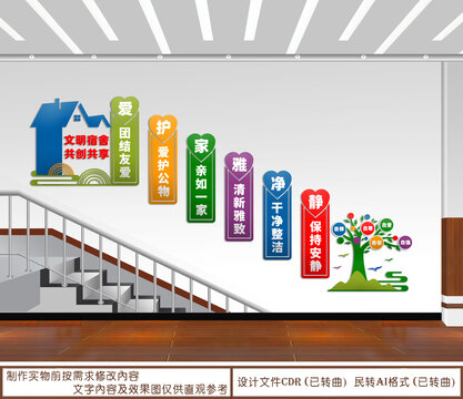 文明宿舍樓梯文化墻