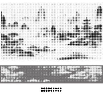 圓點意境山水激光鏤空鋁單板沖孔