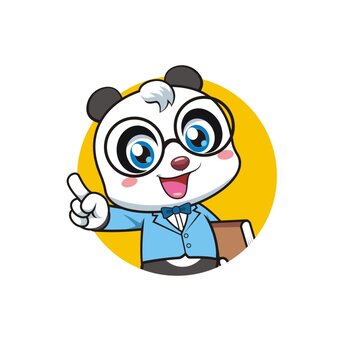 卡通可愛熊貓老師講解頭像矢量圖