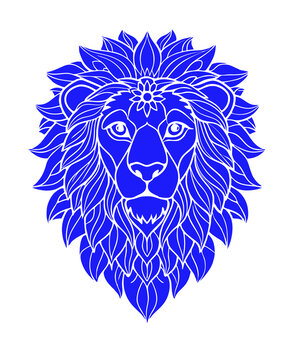 獅子白描