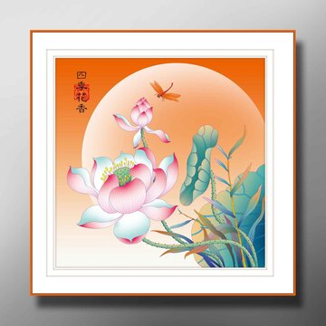 荷花高清分層噴繪圖