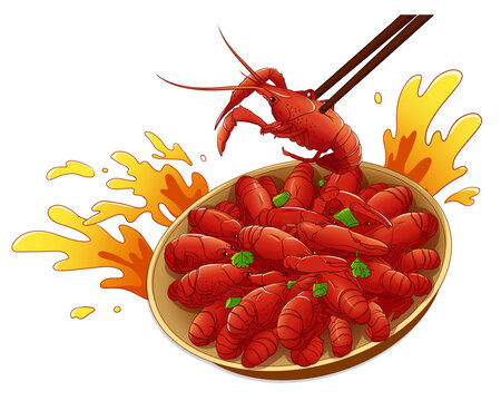麻辣小龍蝦插畫素材