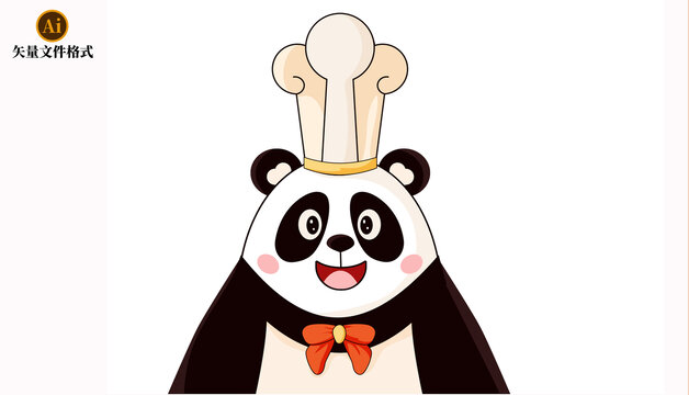 廚師帽熊貓卡通素材