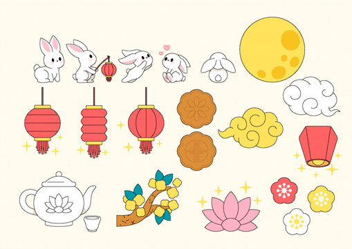 中秋節(jié)插畫(huà)元素