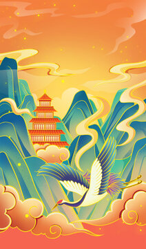 山水國潮插畫主頁