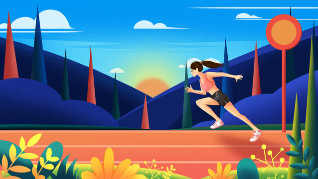 跑步健身扁平banner