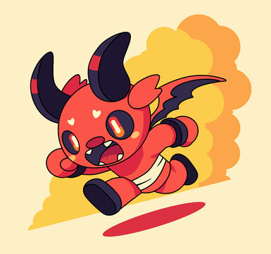 奔跑小惡魔插畫