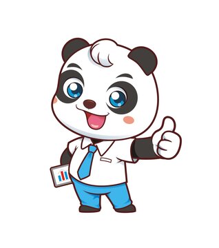 卡通可愛熊貓商務(wù)經(jīng)理點(diǎn)贊形象