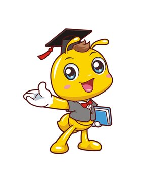 卡通可愛小螞蟻博士邀請形象
