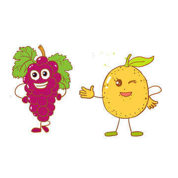 手繪卡通擬人水果免摳元素