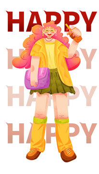 扁平風(fēng)女孩插畫