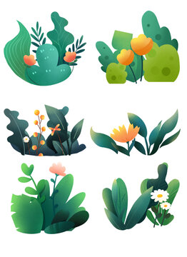 可愛(ài)綠色花草插畫(huà)