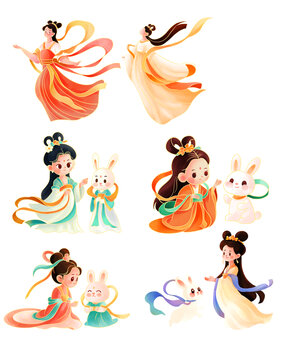 國潮中式中秋節(jié)嫦娥插畫
