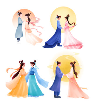 國(guó)潮中式七夕節(jié)日插畫(huà)