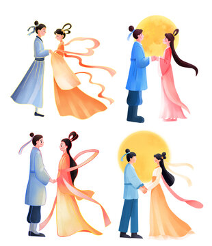 國潮中式七夕節(jié)日插畫