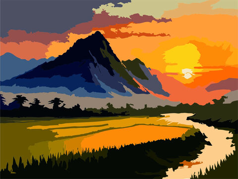 手繪山水風(fēng)景畫(huà)