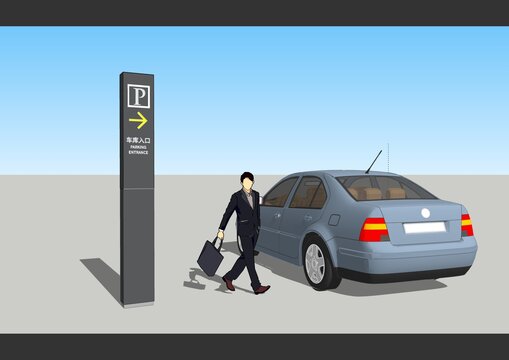 停車導視skp模型